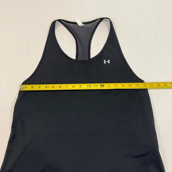 Under Armour HeatGear Racerback Tank Top Women XL Black Mesh Back | Athleisure - Picture 9 of 10